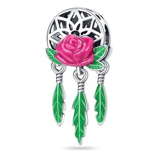 Dream catcher pink rose charm